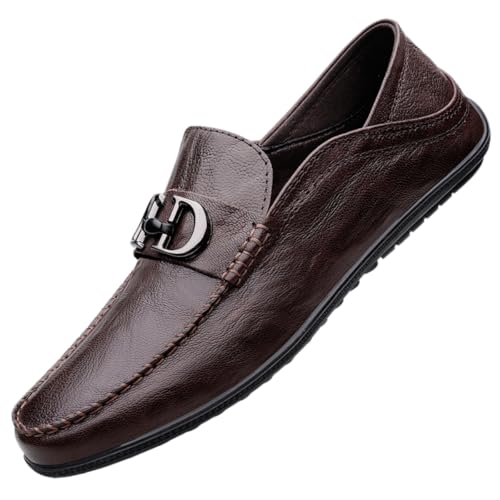 Herren Wildleder Penny Loafers Bequeme Fahrschuhe Mode Casual Flache Schuhe von DASHANGYAN
