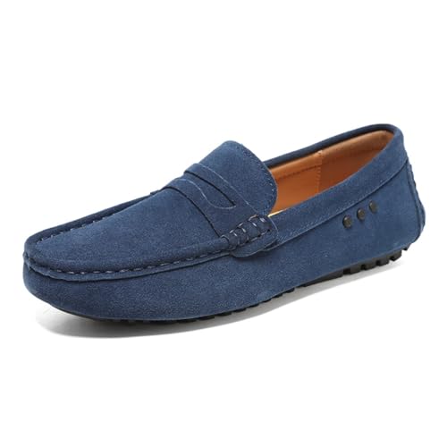 Herren Wildleder Penny Loafers Bequeme Fahrschuhe Mode Casual Flache Schuhe von DASHANGYAN