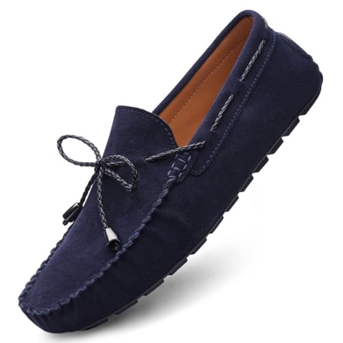 Herren Wildleder Penny Loafers Bequeme Fahrschuhe Mode Casual Flache Schuhe von DASHANGYAN