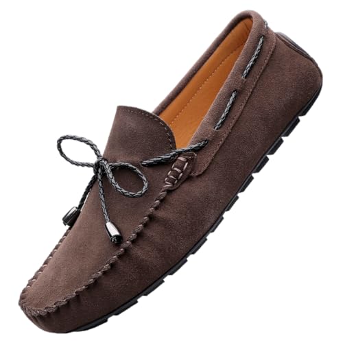 Herren Wildleder Penny Loafers Bequeme Fahrschuhe Mode Casual Flache Schuhe von DASHANGYAN