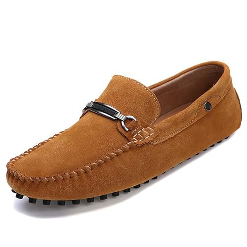 Herren Wildleder Penny Loafers Bequeme Fahrschuhe Mode Casual Flache Schuhe von DASHANGYAN