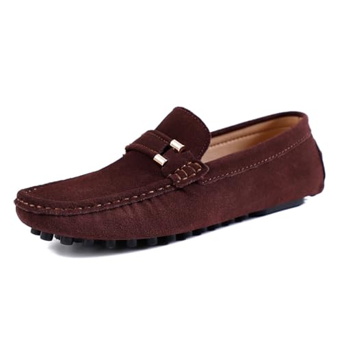 Herren Wildleder Penny Loafers Bequeme Fahrschuhe Mode Casual Flache Schuhe von DASHANGYAN