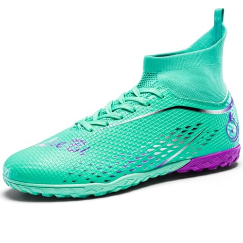 Hohe Fußballschuhe für Herren/Frauen - TF/AG Fußballstiefel mit Knöchelstütze, Atmungsaktivem Mesh, Rutschfesten Gummispikes für Künstlichen Rasen & Festen Boden von DASHANGYAN