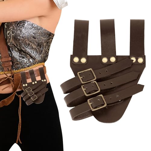 Scheidenhalter aus Leder - Verstellbarer Kostümgürtel aus Leder | Mittelalterlicher Wikinger-Gürtel für Ritter-Krieger-Piraten-Cosplay, Retro-Mittelalter-Holster, brauner Wikinger-Gürtel für Dashiell von DASHIELL