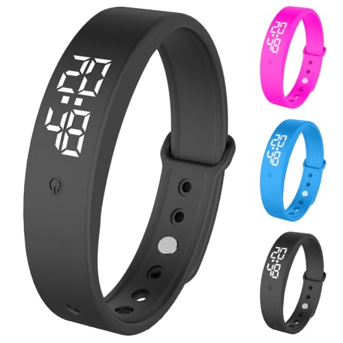 DASIAUTOEM Vibrationswecker Armband für Kinder & Erwachsene, Vibrationsalarm Erinnerung Uhr mit Timer & 10 Alarmen täglich, Trinkerinnerung, Pillenerinnerung, Töpfchentraining (Schwarz) von DASIAUTOEM