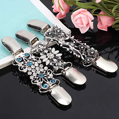 DAUERHAFT Silber Cardigan Clip, für Frauen Cardiganclip mit Hohlglänzendem Blumenmuster und Clip Verschluss, Ideal für formelle und informelle Anlässe, 3 Stück pro Set von DAUERHAFT
