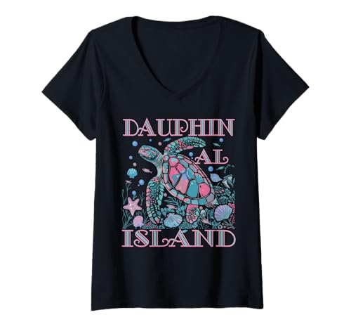 Damen BUNTES STRAND-SOUVENIR FÜR ALLE SCHILDKRÖTENLIEBHABER AUF DAUPHIN ISLAND T-Shirt mit V-Ausschnitt Damen BUNTES STRAND-SOUVENIR FÜR ALLE SCHILDKRÖTENLIEBHABER AUF DAUPHIN ISLAND T-Shirt mit V-Ausschnitt von DAUPHIN ISLAND AL TURTLE LOVER BEACH VACATION