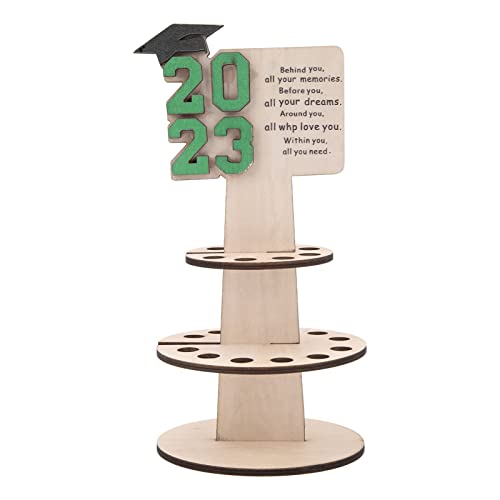 DAUZ Hölzerne Abschluss-Münzbörse, 20 Löcher, Bachelor-Hut, Abschluss-Geldhalter, Doppelschichtige Heimdekoration für Geld (Grün) von DAUZ