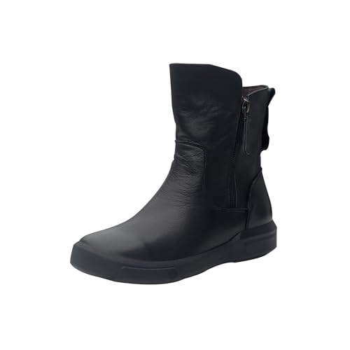 DAVBIR Vermissen Handbuch Echtes Leder Stiefel, Herbst Und Winter Draussen Faszinierend Kurze Stiefel (Color : Black velvet, Size : 41 EU) von DAVBIR