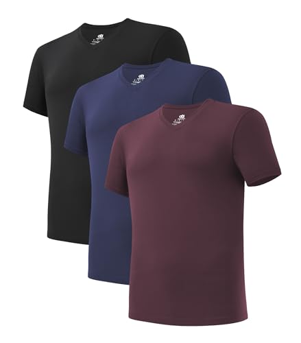 DAVID ARCHY Atmungsaktives Unterhemd Herren Slim Fit Weich Kurzarm Shirt Basic T-Shirt, 3er Pack von DAVID ARCHY