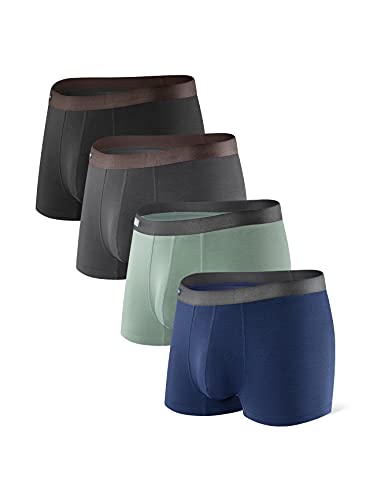 DAVID ARCHY Boxershorts Bambus Herren Retroshorts mit Bulge 3D Tasche Unterhosen Atmungsaktive Ultraweiche Basic Mehrfachpackung 4er Pack von DAVID ARCHY