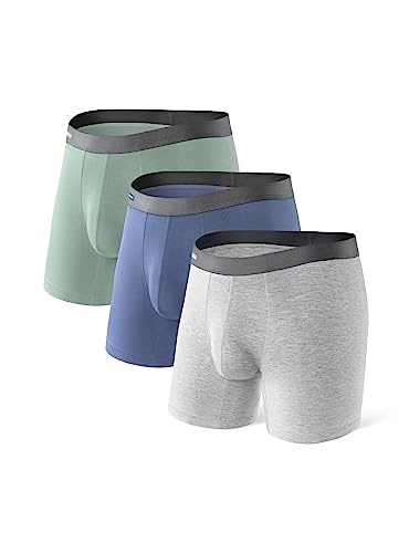 DAVID ARCHY Boxershorts Bambus Herren Retroshorts mit Bulge 3D Tasche Unterhosen Atmungsaktive Ultraweiche Basic Unterwäsche 3er Pack von DAVID ARCHY