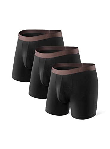 DAVID ARCHY Boxershorts Bambus Herren Retroshorts mit Bulge 3D Tasche Unterhosen Atmungsaktive Ultraweiche Basic Unterwäsche 3er Pack von DAVID ARCHY
