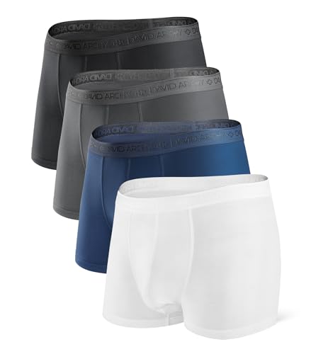 DAVID ARCHY Boxershorts Herren Modal mit Eingriff Separat Beutel Microfaser Unterhosen Funktion Doppeltaschen Unterwäsche 4er Pack von DAVID ARCHY