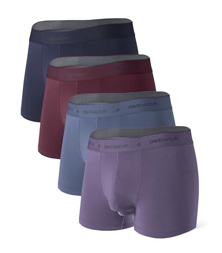 DAVID ARCHY Boxershorts Herren Modal mit Eingriff Separat Beutel Microfaser Unterhosen Funktion Doppeltaschen Unterwäsche 4er Pack von DAVID ARCHY