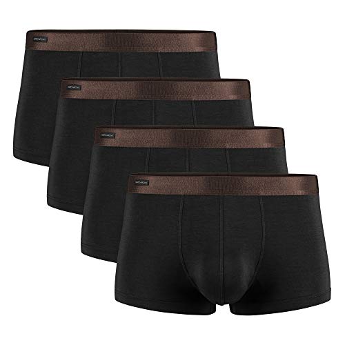 DAVID ARCHY Boxershorts Bambus Herren Retroshorts mit Bulge 3D Tasche Unterhosen Atmungsaktive Ultraweiche Basic Mehrfachpackung 4er Pack von DAVID ARCHY