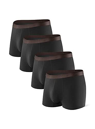 DAVID ARCHY Boxershorts Bambus Herren Retroshorts mit Bulge 3D Tasche Unterhosen Atmungsaktive Ultraweiche Basic Mehrfachpackung 4er Pack von DAVID ARCHY