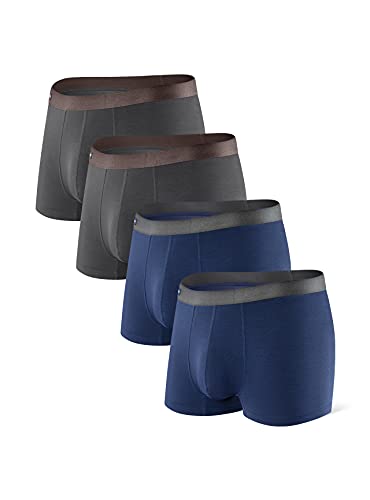 DAVID ARCHY Boxershorts Bambus Herren Retroshorts mit Bulge 3D Tasche Unterhosen Atmungsaktive Ultraweiche Basic Mehrfachpackung 4er Pack von DAVID ARCHY