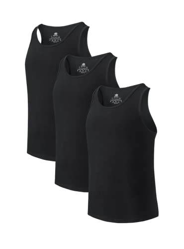 DAVID ARCHY Unterhemd Herren Tank Top 3er Pack aus Stretch-Baumwolle mit Rundhalsausschnitt (Schwarz, L) von DAVID ARCHY