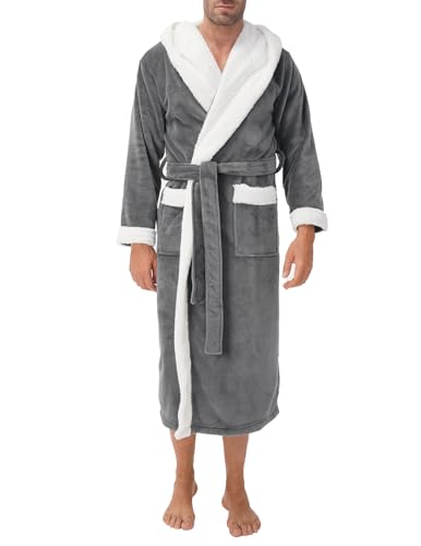 DAVID ARCHY Herren Bademantel, Morgenmantel Herren Ultra Soft Warm Collar Langer Bademantel Loungewear und Nachtwäsche von DAVID ARCHY