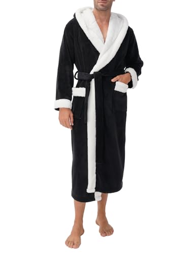 DAVID ARCHY Herren Bademantel, Morgenmantel Herren Ultra Soft Warm Collar Langer Bademantel Loungewear und Nachtwäsche von DAVID ARCHY