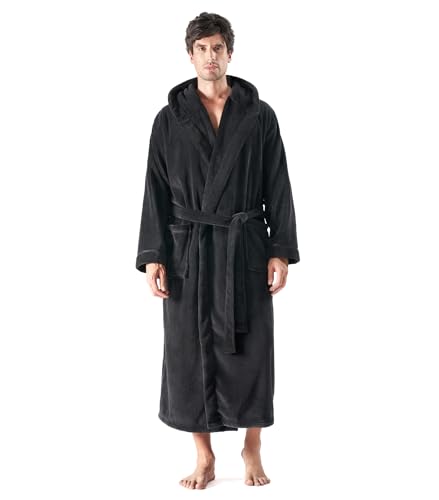 DAVID ARCHY Herren Bademantel Kragen Langer Bademantel Ultra Soft Warm Loungewear und Nachtwäsche (1er Pack) von DAVID ARCHY