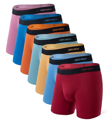 DAVID ARCHY Herren Boxershorts 7er Pack Bequeme Unterhosen Weiche und atmungsaktive Höschen aus Bambus von DAVID ARCHY