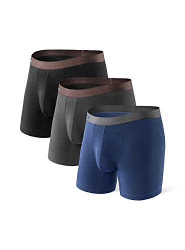 DAVID ARCHY Boxershorts Bambus Herren Retroshorts mit Bulge 3D Tasche Unterhosen Atmungsaktive Ultraweiche Basic Unterwäsche 3er Pack von DAVID ARCHY