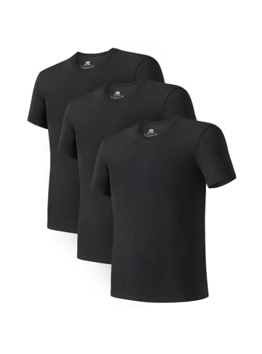 DAVID ARCHY Herren T-Shirt 100% Baumwolle 3er Pack mit Rundhalsausschnitt Unterhemd Herren (Schwarz, XL) von DAVID ARCHY