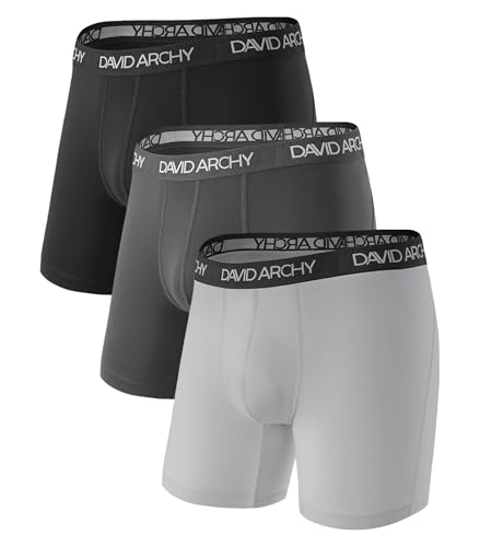 DAVID ARCHY Herren Ultra Soft Mesh Sportunterwäsche-Schnell trocknende atmungsaktive Boxershorts (3er Pack) von DAVID ARCHY