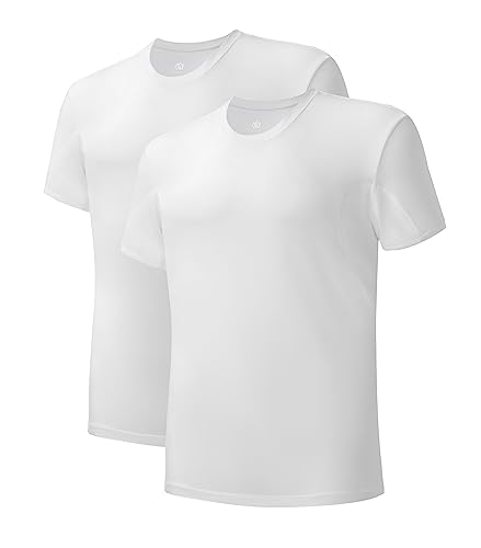 DAVID ARCHY Herren Unterarmschweißpolster Unterhemd, Funktionsunterhemd Herren, Bambus Rayon Herren Anti-Odour T-Shirt, 2er Pack von DAVID ARCHY