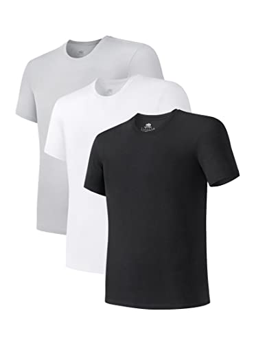 DAVID ARCHY Herren Unterhemden 3er Pack Weiche Bequeme Bambus Rayon Unterhemden Atmungsaktive T-Shirts Rundhals Unterwäsche Shirts von DAVID ARCHY