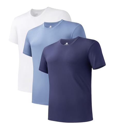 DAVID ARCHY Atmungsaktives Unterhemd Herren Slim Fit Weich Kurzarm Shirt Basic T-Shirt, 3er Pack von DAVID ARCHY