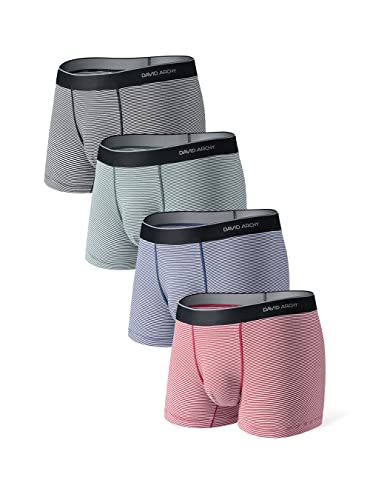 DAVID ARCHY Herren-Unterwäsche, weich, gekämmte Baumwolle, feuchtigkeitsableitend, Boxershorts, in 3 oder 4 Stück, 1 x Olivgrün, 1 x Kastanienbraun, 1 x Marineblau, 1 x Schwarz, 1 x Fliege, 8,9 cm, XL von DAVID ARCHY