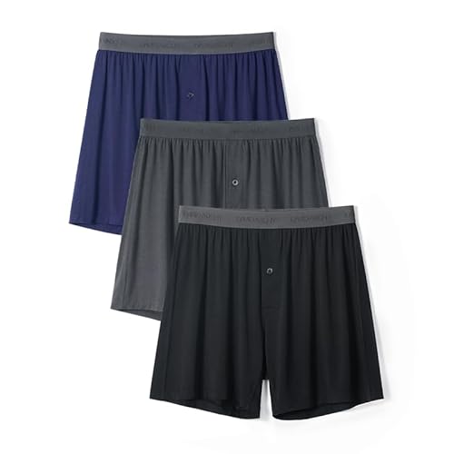 DAVID ARCHY 3er Pack Bambus Herren Unterhosen Boxershorts lockere Boxershorts Herren,Weich, Atmungsaktiv, für Herren & Jungen von DAVID ARCHY