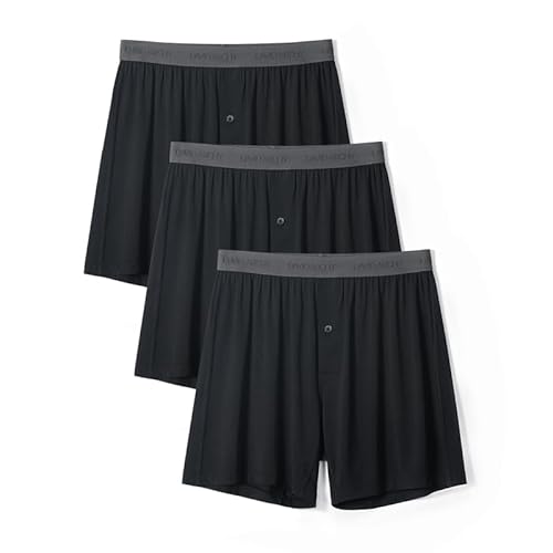 DAVID ARCHY Herrenunterwäsche Atmungsaktive Bamboo Rayon Superweiche Boxershorts im 3er-Pack (Schwarz, L) von DAVID ARCHY
