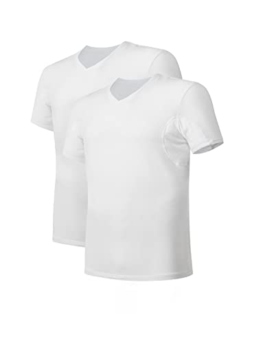 DAVID ARCHY Herren Unterarmschweißpolster Unterhemd, Funktionsunterhemd Herren, Bambus Rayon Herren Anti-Odour T-Shirt, 2er Pack von DAVID ARCHY