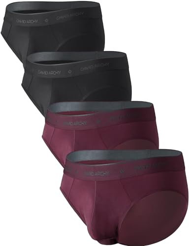 DAVID ARCHY Slips Herren Modal mit Eingriff Separat Beutel Microfaser Unterhosen Funktion Doppeltaschen Unterwäsche 4er Pack von DAVID ARCHY