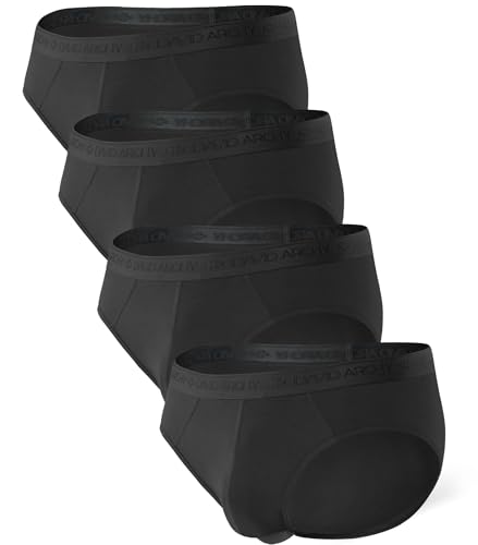DAVID ARCHY Slips Herren Modal mit Eingriff Separat Beutel Microfaser Unterhosen Funktion Doppeltaschen Unterwäsche 4er Pack,Schwarz,L von DAVID ARCHY