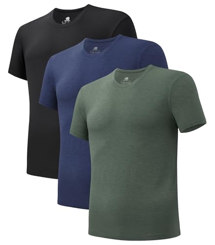 DAVID ARCHY Atmungsaktives Unterhemd Herren Slim Fit Weich Kurzarm Shirt Basic T-Shirt, 3er Pack von DAVID ARCHY