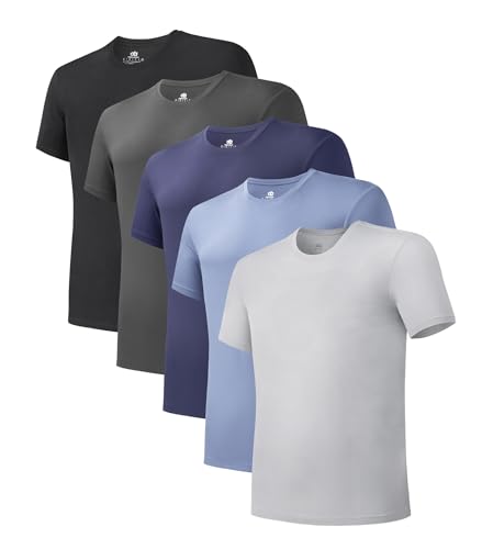 DAVID ARCHY Unterhemd Herren Atmungsaktive Tshirt Herren Slim fit Weich Kurzarm Shirt Basic Tshirt Herren,5er Pack von DAVID ARCHY