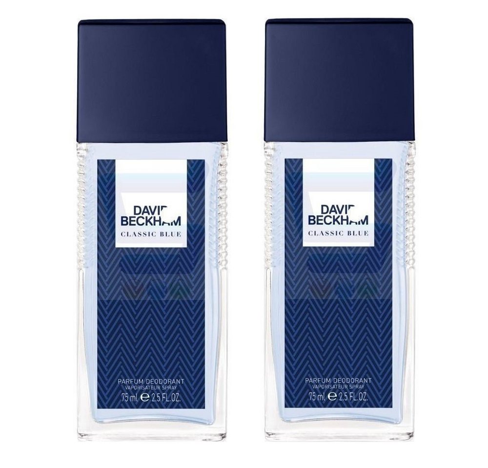 DAVID BECKHAM Duft-Set Classic Blue Parfum Spray Deodorant Männer 75ml -, 2-tlg., Herrenduft Duftspray Männerduft Duft Geschenk frischer Duft Parfüm von DAVID BECKHAM