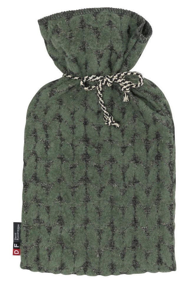 DAVID FUSSENEGGER Wärmflasche Carla 'Strick' 2L 21 x 38 cm, Inkl. Gummi- Wärmflasche, Hoch/Tief Velours, mit Kordel von DAVID FUSSENEGGER