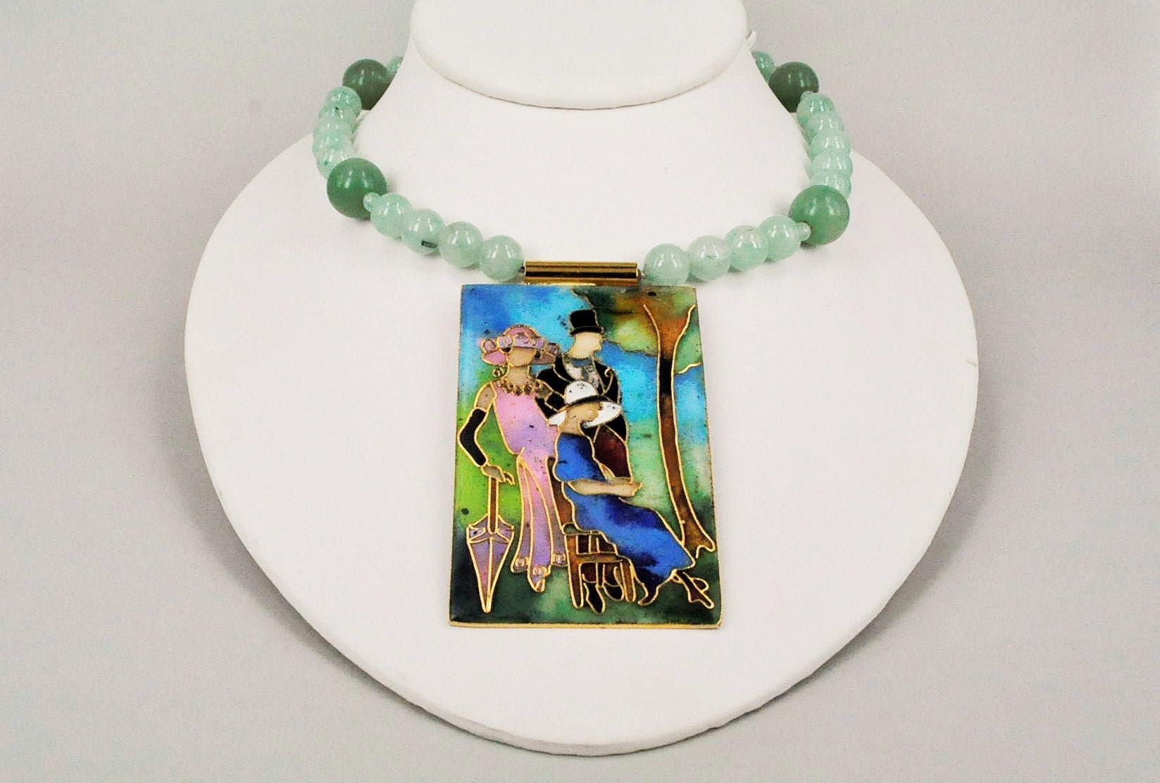 Cloisonne Aventurin Jade Halskette von DAVIDKUOCHAMPLEVE