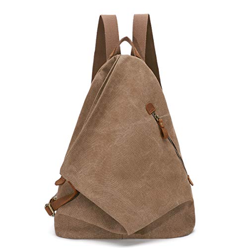 Retro Segeltuch Rucksack Canvas Vintage Rucksäcke Echtleder Daypack Reisetasche Schulterrucksack für Herren Damen (6882-Brown) von KL928