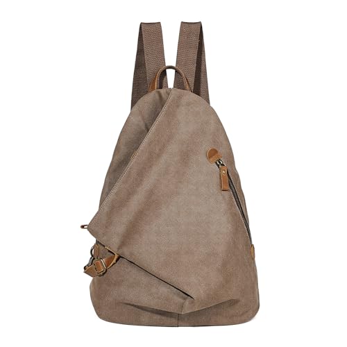 Retro Segeltuch Rucksack Canvas Vintage Rucksäcke Echtleder Daypack Reisetasche Schulterrucksack für Herren Damen (6882-Canvas-Brown) von KL928