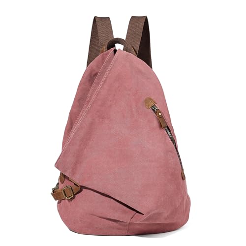 Retro Segeltuch Rucksack Canvas Vintage Rucksäcke Echtleder Daypack Reisetasche Schulterrucksack für Herren Damen (6882-Canvas-Rust Red) von KL928