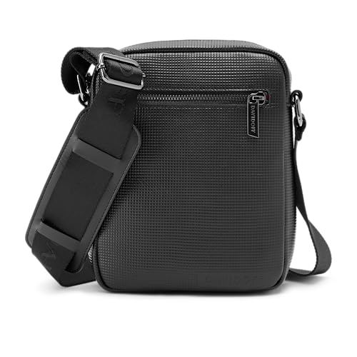 DAVIDOFF PARIS Crossbody Bag - Herren Umhängetasche aus echtem Leder - Schultertasche in Schwarz - Kleine Tasche für Reisen, Sport und Freizeit von DAVIDOFF