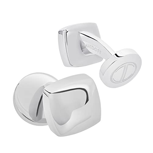 DAVIDOFF ESSENTIALS Mini Manschettenknöpfe Silber – rhodinierte Messing Manschettenknöpfe quadratisch – stilvolle Herren Accessoires für schlichte Eleganz von DAVIDOFF