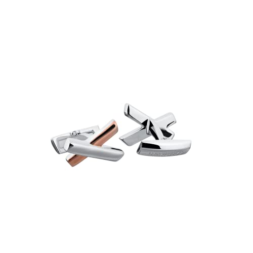 DAVIDOFF ESSENTIALS Manschettenknöpfe Silber/Roségold – exklusive beschichtete Messing Manschettenknöpfe – stilvolle Herren Accessoires in attraktiver Hyphen-Form von DAVIDOFF